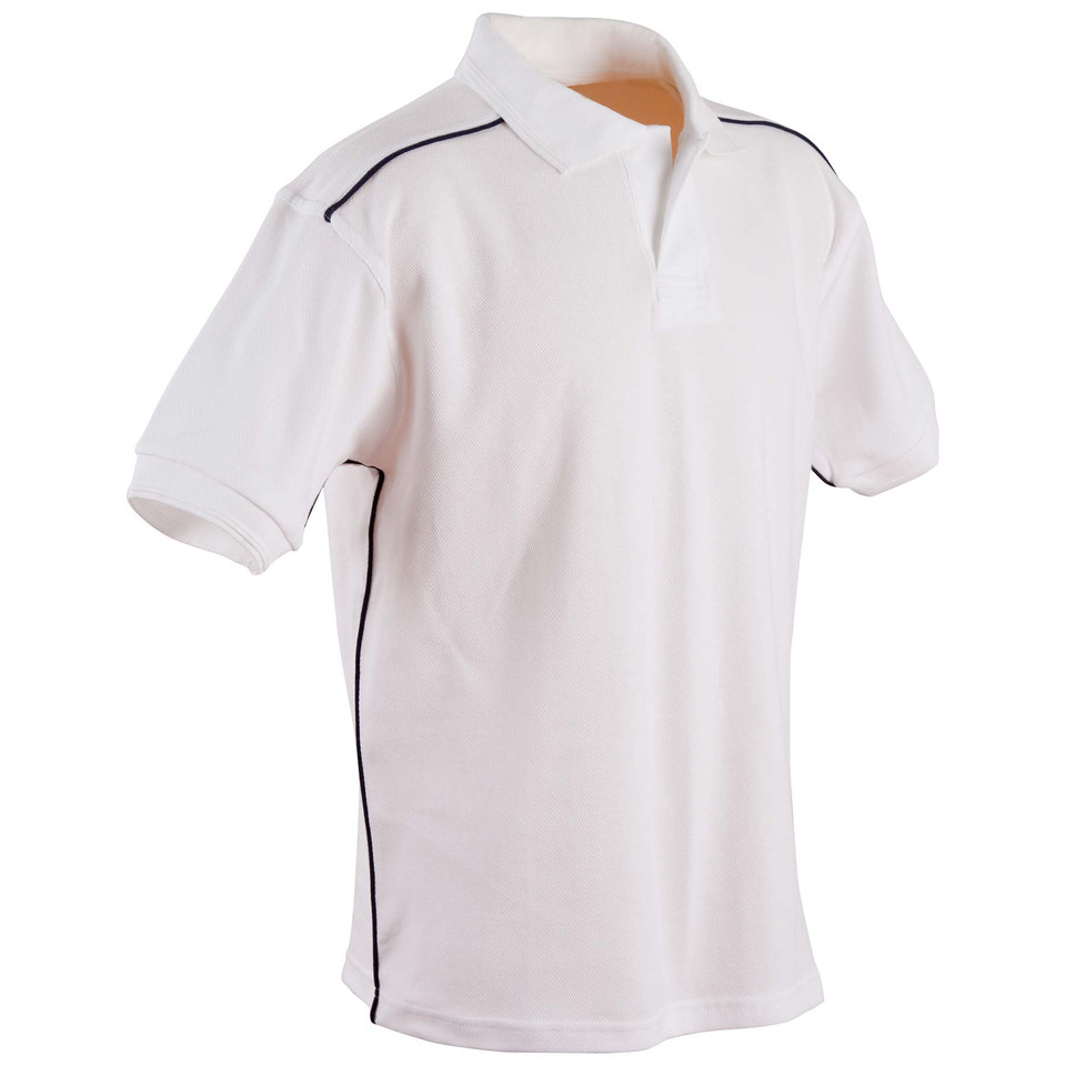 White+navy | 100% Cotton Short Sleeve Piping Polo Shirts