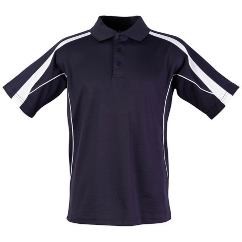 Navy + White Loyal Men's Truedry Contrast Sport Polo Shirt, a quick-dry, moisture-wicking top ideal for team uniforms, golf, or activewear.
