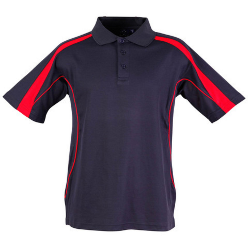 Navy + Red Loyal Men's Truedry Contrast Sport Polo Shirt, a quick-dry, moisture-wicking top ideal for team uniforms, golf, or activewear.