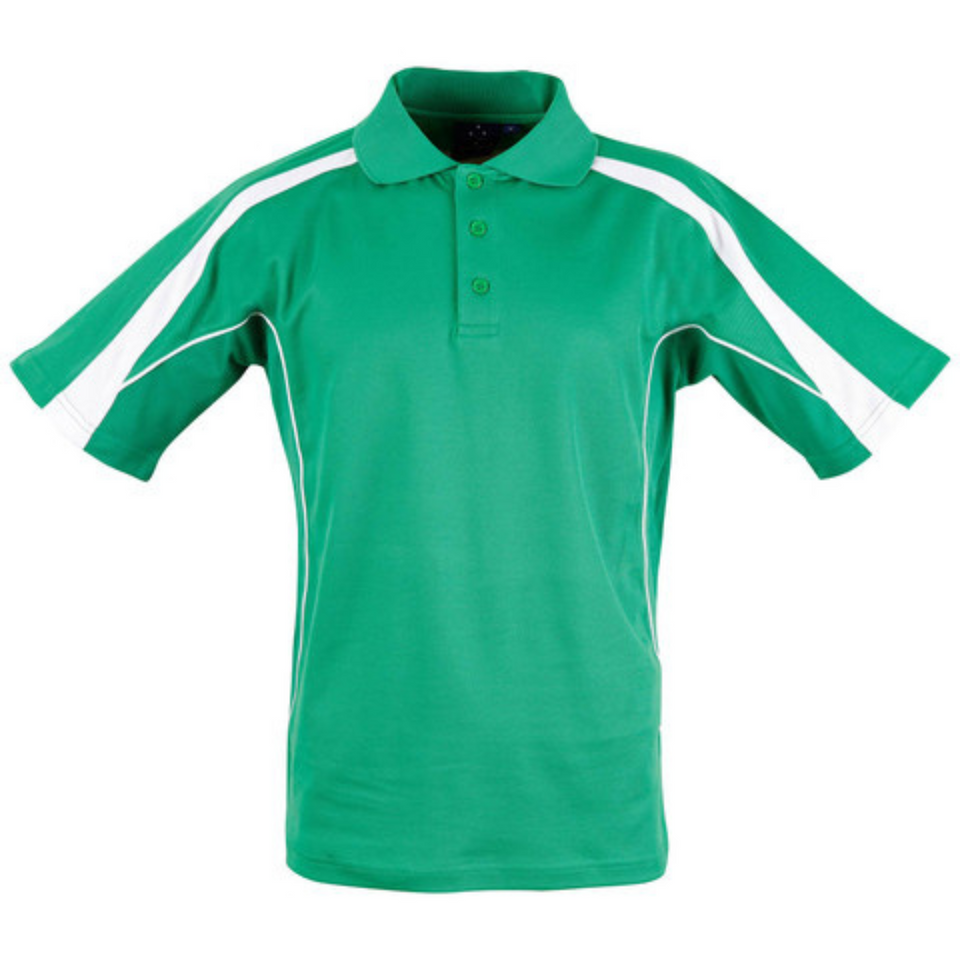 Emerald Green + White Loyal Men's Truedry Contrast Sport Polo Shirt, a quick-dry, moisture-wicking top ideal for team uniforms, golf, or activewear.