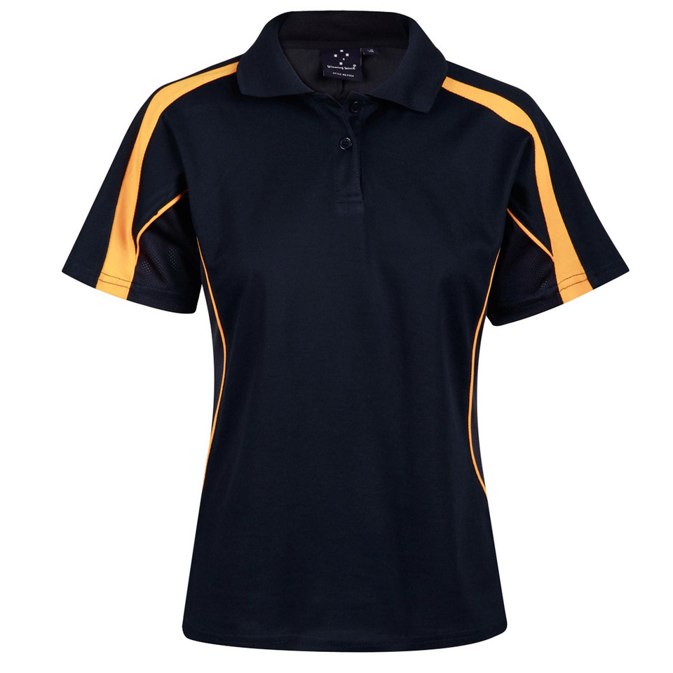 Navy+Gold |  Buy Ladies Team Wear Sport Polo Shirts