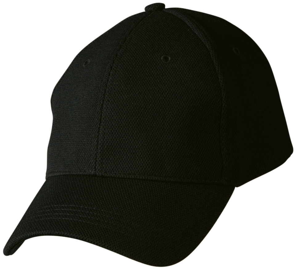 Black | Plain Structured Pique Mesh Baseball Cap