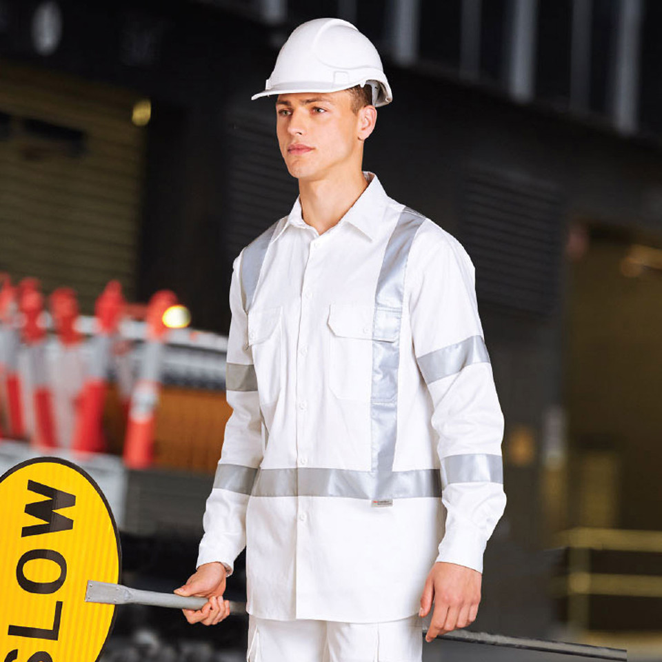 White Night Safety Work Shirt | Biomotion Reflective Tape