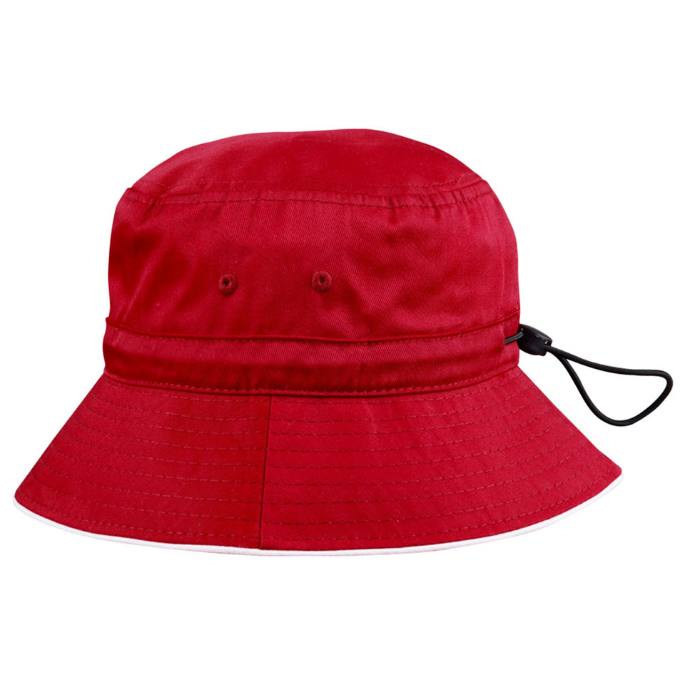 Red+White | Contrast Trim Soft Bucket Hat With Toggle