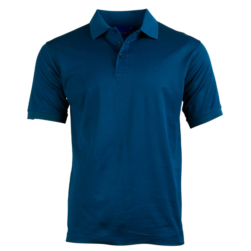 Ocean Blue Plain Victory men's quick-dry short-sleeve polo shirt with TrueDry knit, featuring moisture-wicking technology and UV protection for sports, workwear, or uniforms.
