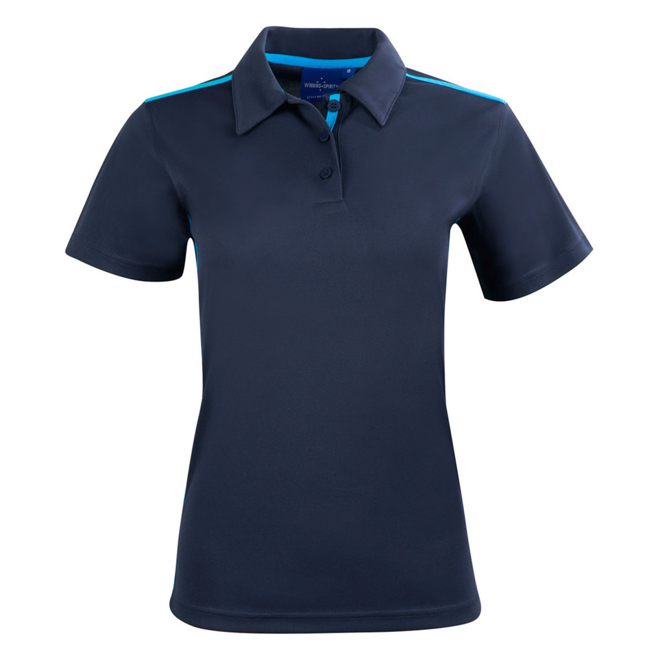 Navy+Cyan | Breathable Ladies Contrast Polo Shirts