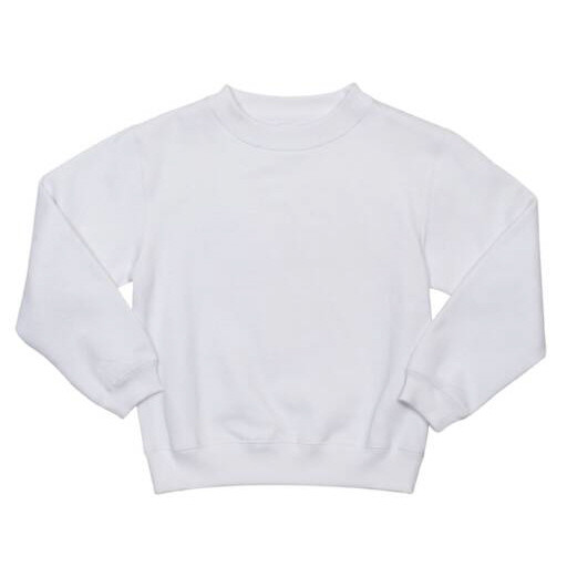 White Cruz Kids and Baby Plain Sloppy Joes, a warm fleecy crew neck sweater ideal for comfortable daily wear or school uniforms.