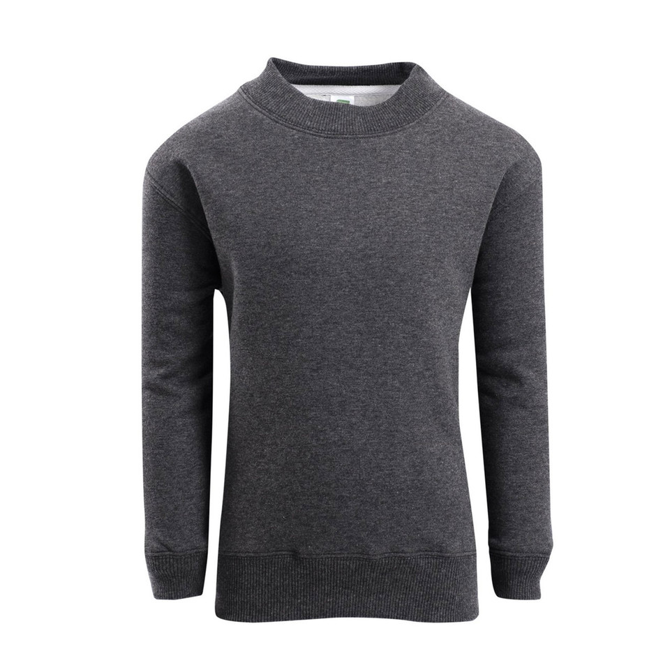 Dark Marl Cruz Kids and Baby Plain Sloppy Joes, a warm fleecy crew neck sweater ideal for comfortable daily wear or school uniforms.