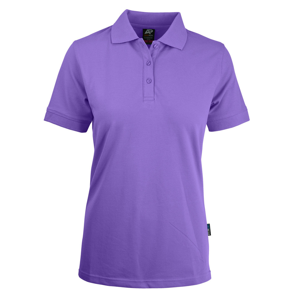 Purple | Bulk Buy Blank Womens Cotton Stretch Polo Shirt