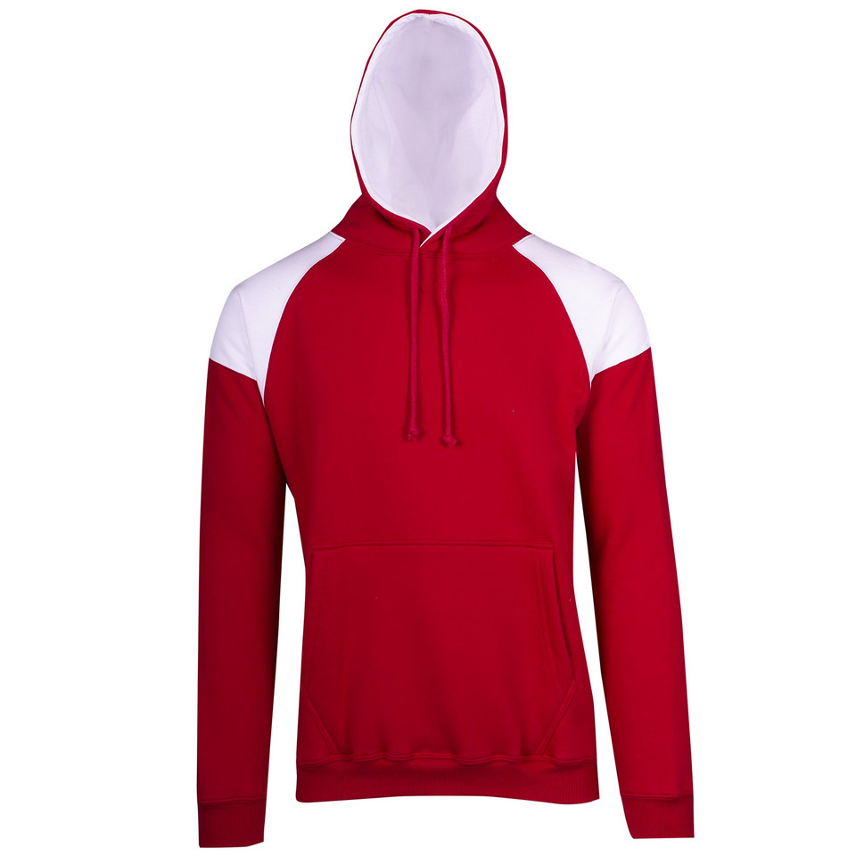 Blank Men Two-Tone Fleece Hoodie Jumper | Red + White