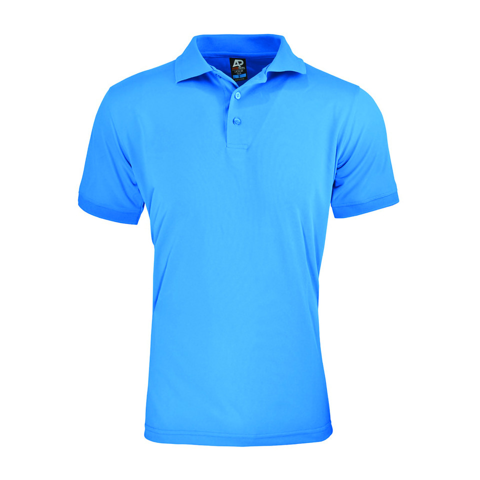 Cyan | Mens Honeycomb Knit Polyester DriWear Polo Shirt