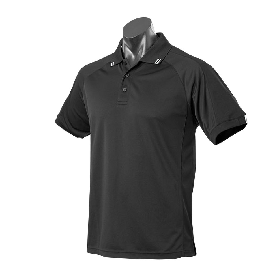 Black+White | Mens Birdseye Knit DriWear Polo Shirt Black+White | Mens Birdseye Knit DriWear Polo Shirt