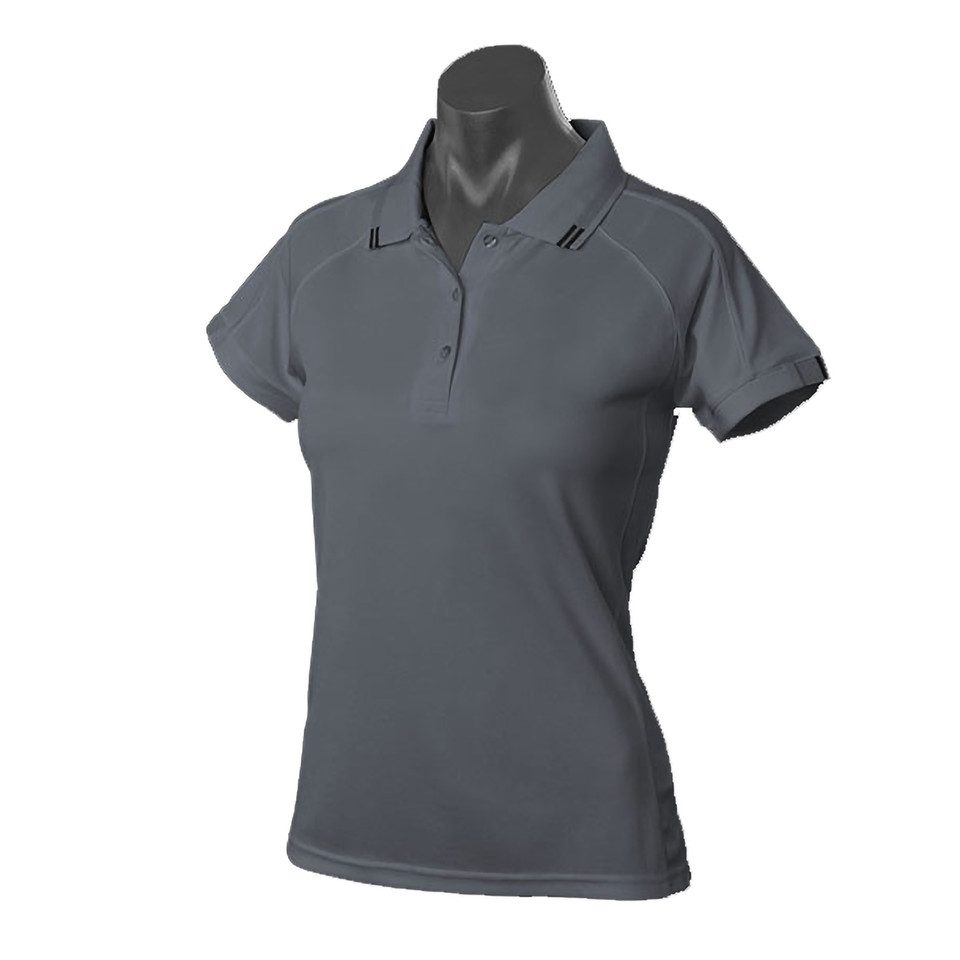 Slate Grey+Black| Buy Womens Blank Quick Dry Polo Shirts