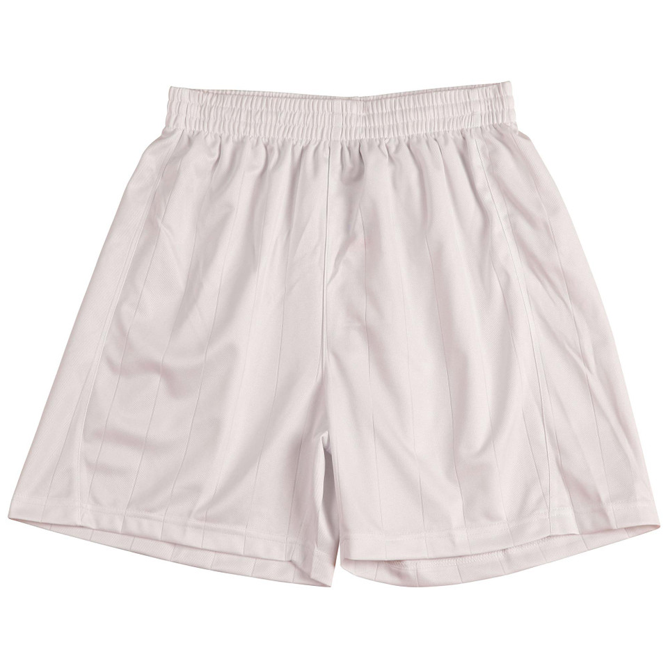 White CoolDry soccer shorts with elasticated waistband and side panel construction