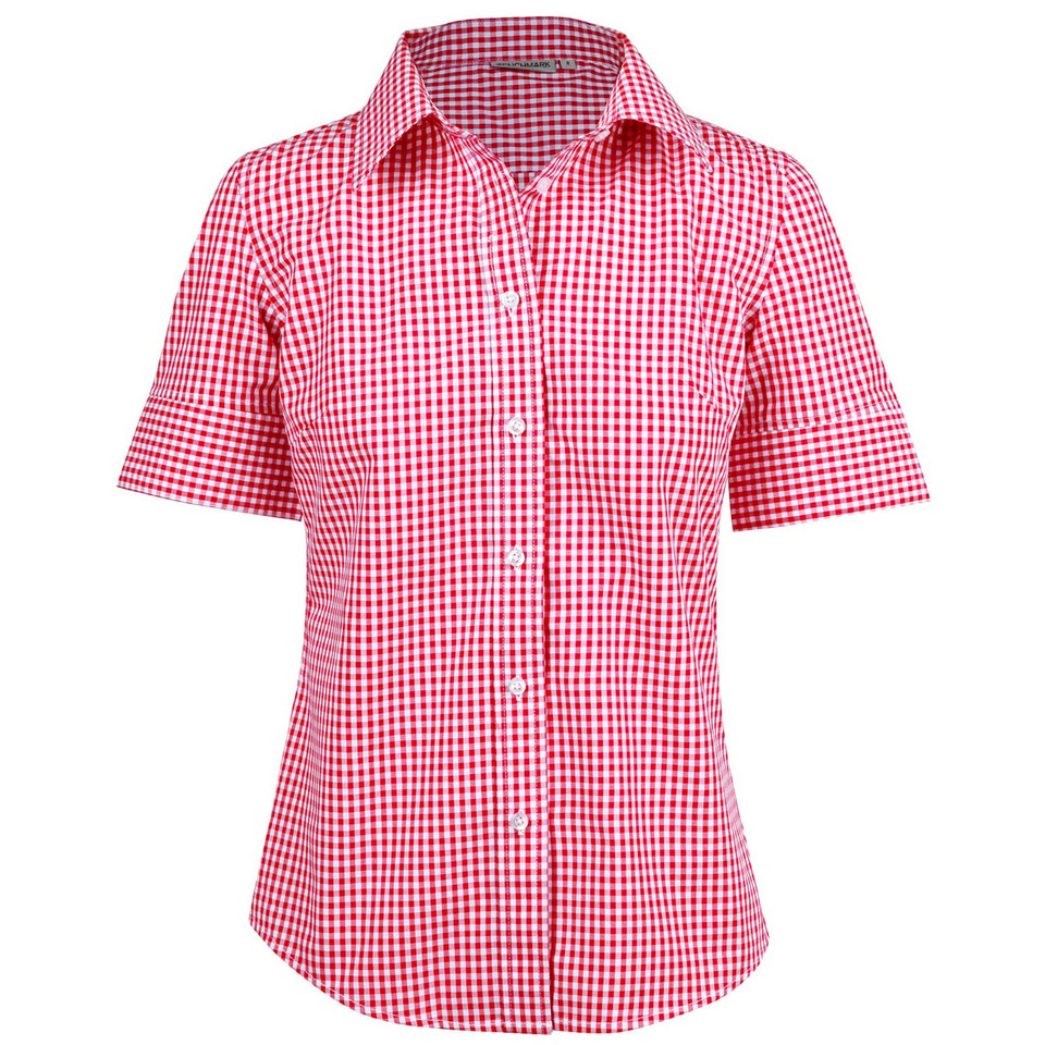 Red+White | Shop Wholesale Ladies Checkered Shirt | Short Sleeve Red+White | Shop Wholesale Ladies Checkered Shirt | Short Sleeve
