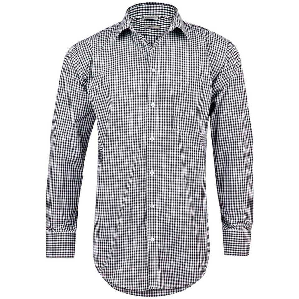 Black+White Kadina Men's Long Sleeve Gingham Checkered Business Shirt