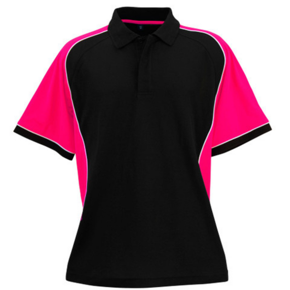 ARCADIA Mens TrueDry Tri-Colour Short Sleeve Polo Shirt Black White Magenta Pink WS-PS77 Blank Clothing ARCADIA Mens TrueDry Tri-Colour Short Sleeve Polo Shirt Black White Magenta Pink WS-PS77 Blank Clothing