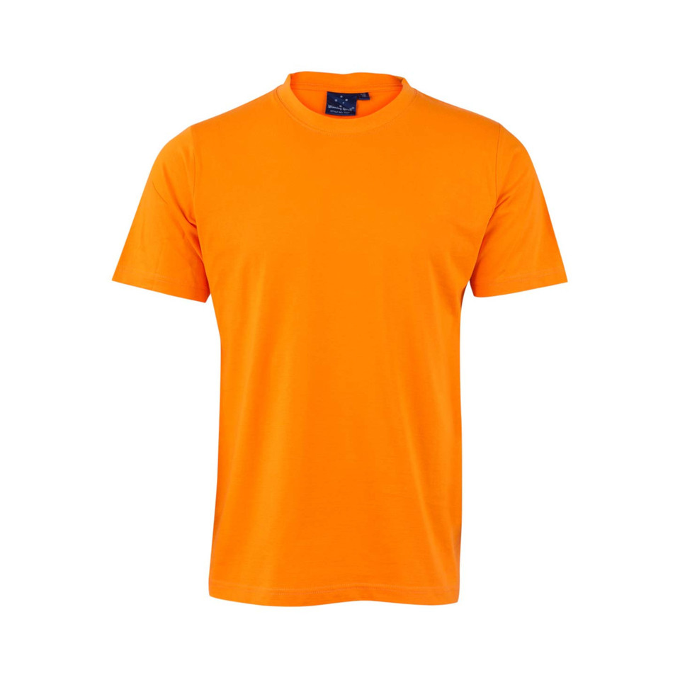 Bright orange cotton crew neck t-shirt with short sleeves and smooth front panel for decoration