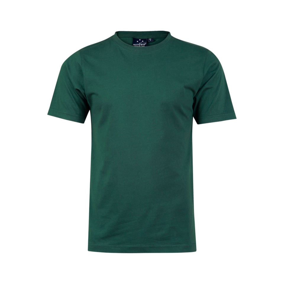 Forest green crew neck t-shirt with short sleeves and semi-fitted silhouette for children