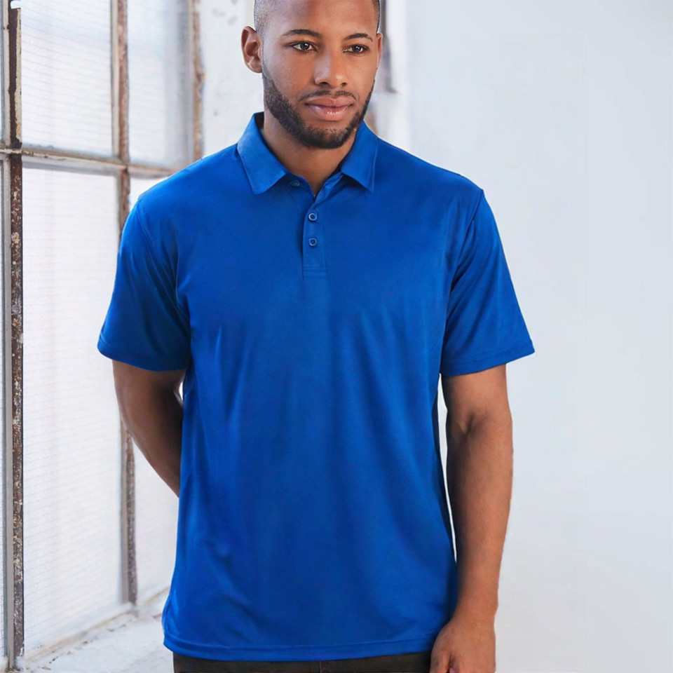 VINE  Mens Plain CoolDry Short Sleeve Polo Shirt in Royal