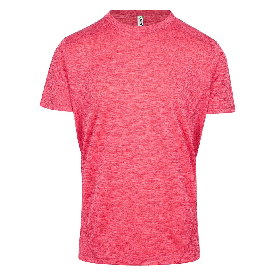 Men's crew neck CoolDry marl tee in coral red heather with subtle contrast stitching detail