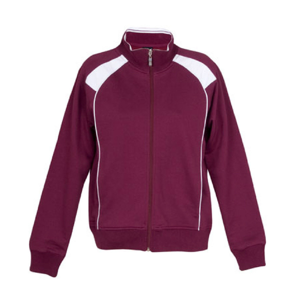 Bulk Discount Ladies/Junior Track Jacket Burgundy + White