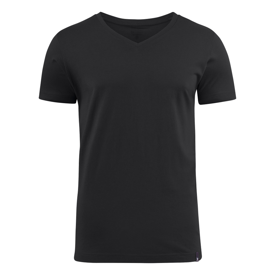 Charcoal grey v-neck t-shirt with short sleeves and smooth cotton fabric finish