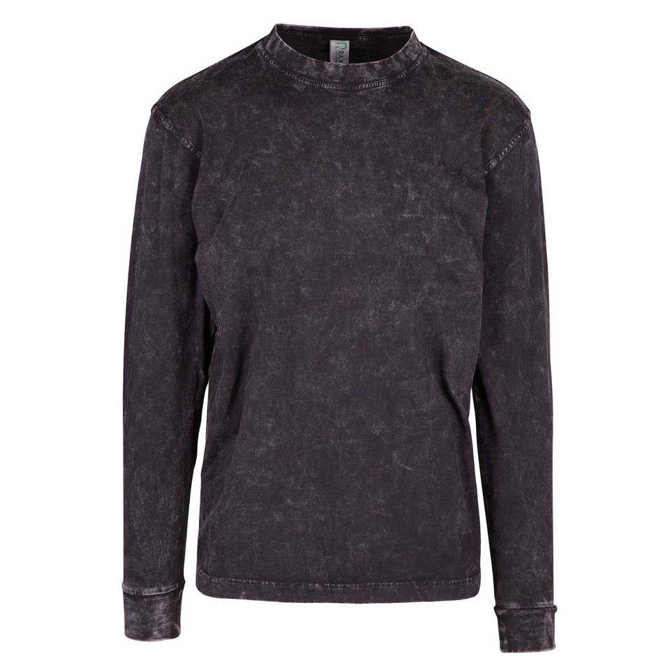 Black ZAC Men's Stone Washed Cotton Long Sleeve T-Shirt, a comfortable vintage-look tee with a unique washed finish, perfect for casual everyday wear.