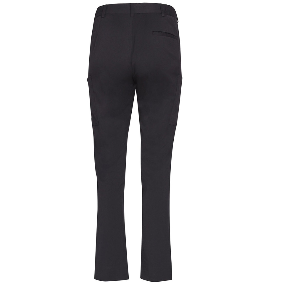 Plain OLIVIA women's stretch utility cargo pants with multiple pockets and easy-care fabric, featuring a modern tapered leg and comfort waist for corporate workwear.