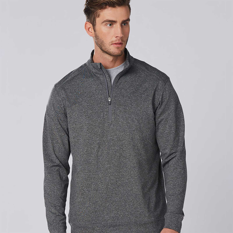 Shop Heather  Charcoal Grey Mens Half Zip Stretch Sweater