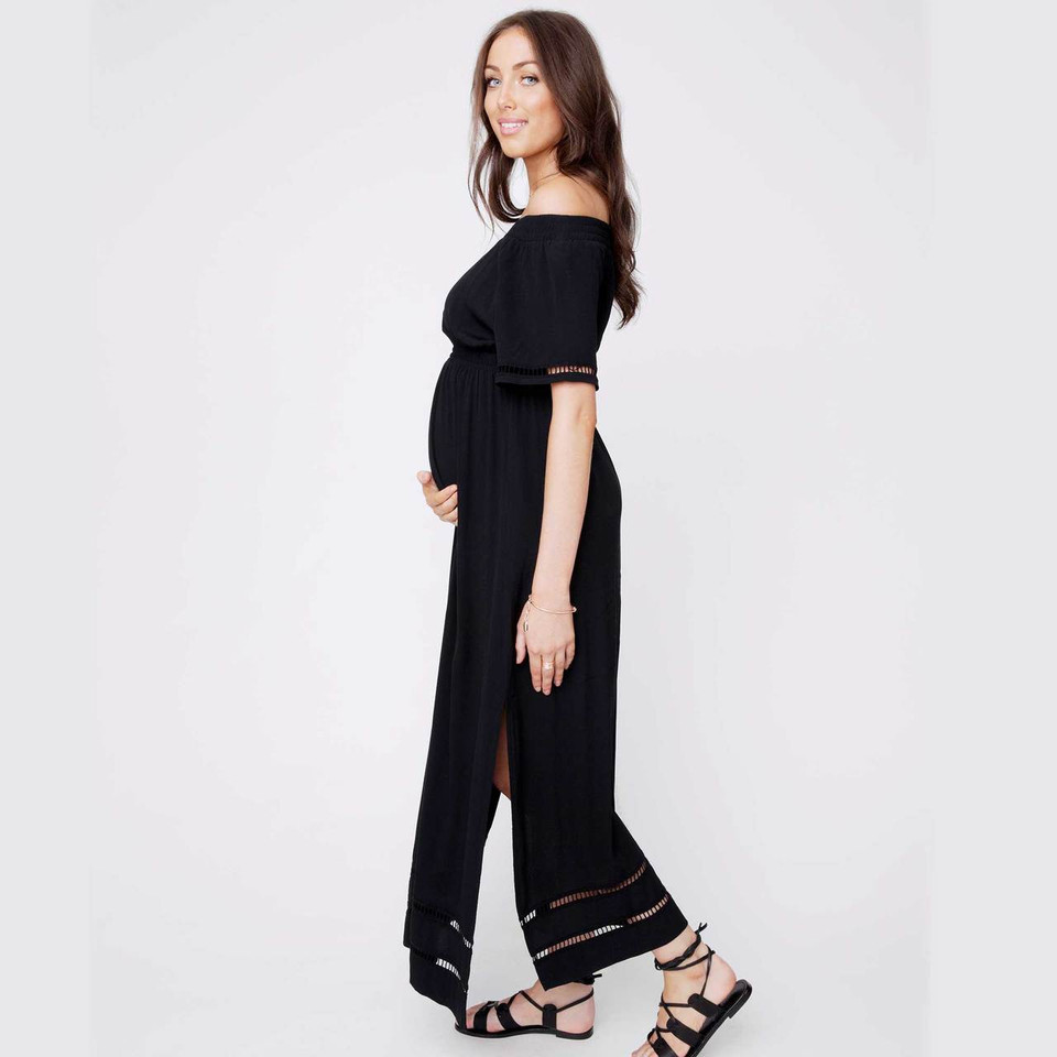 Ripe Maternity Off Shoulder Maxi Dress - Black Ripe Maternity Off Shoulder Maxi Dress - Black