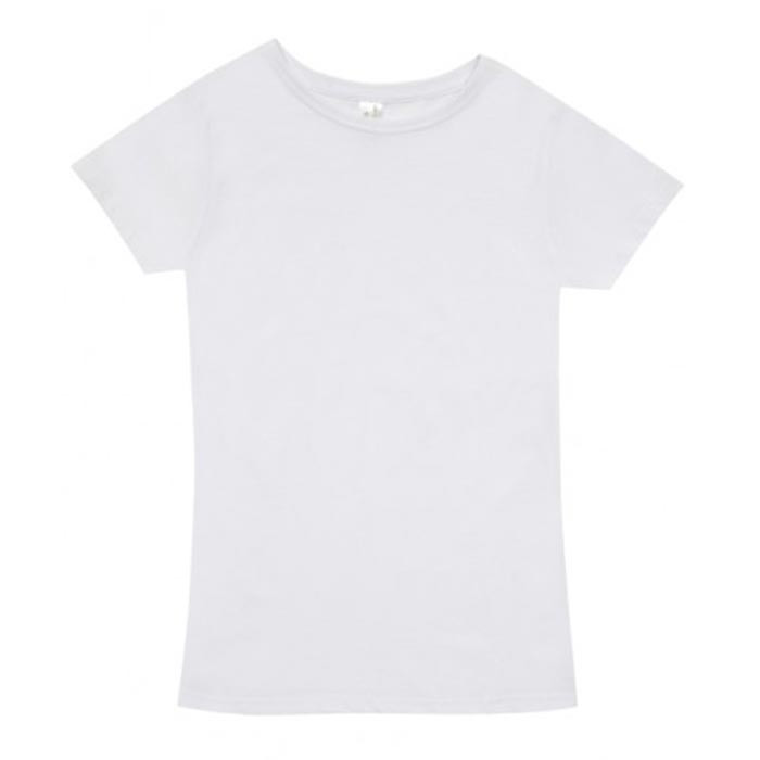 White organic cotton women's slim fit t-shirt with crew neck and short sleeves