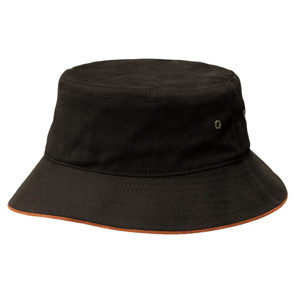 BLACK+ORANGE | Heavy Cotton Sandwich Brim Bucket Hat BLACK+ORANGE | Heavy Cotton Sandwich Brim Bucket Hat