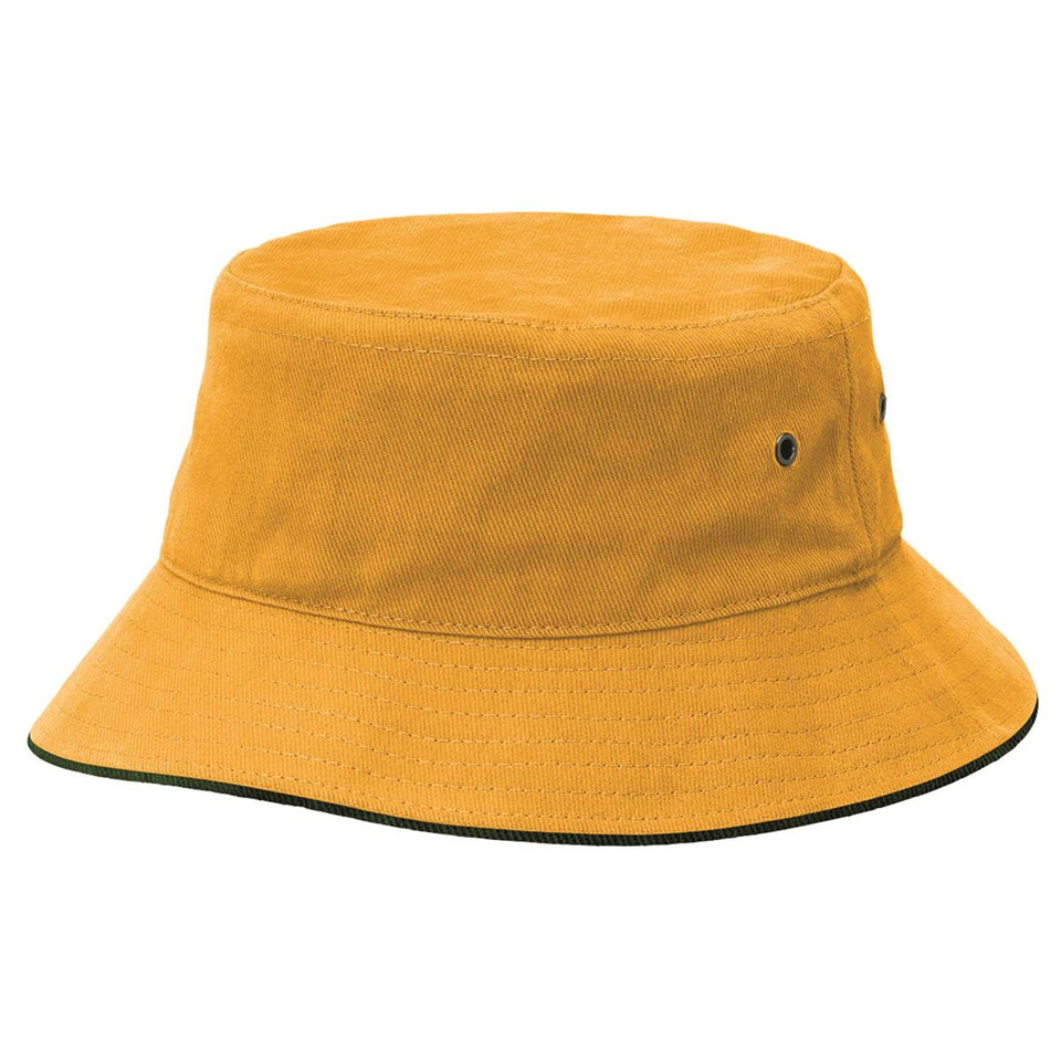 Gold+Bottle | Bulk Buy Cotton Sandwich Brim Bucket Hat Gold+Bottle | Bulk Buy Cotton Sandwich Brim Bucket Hat