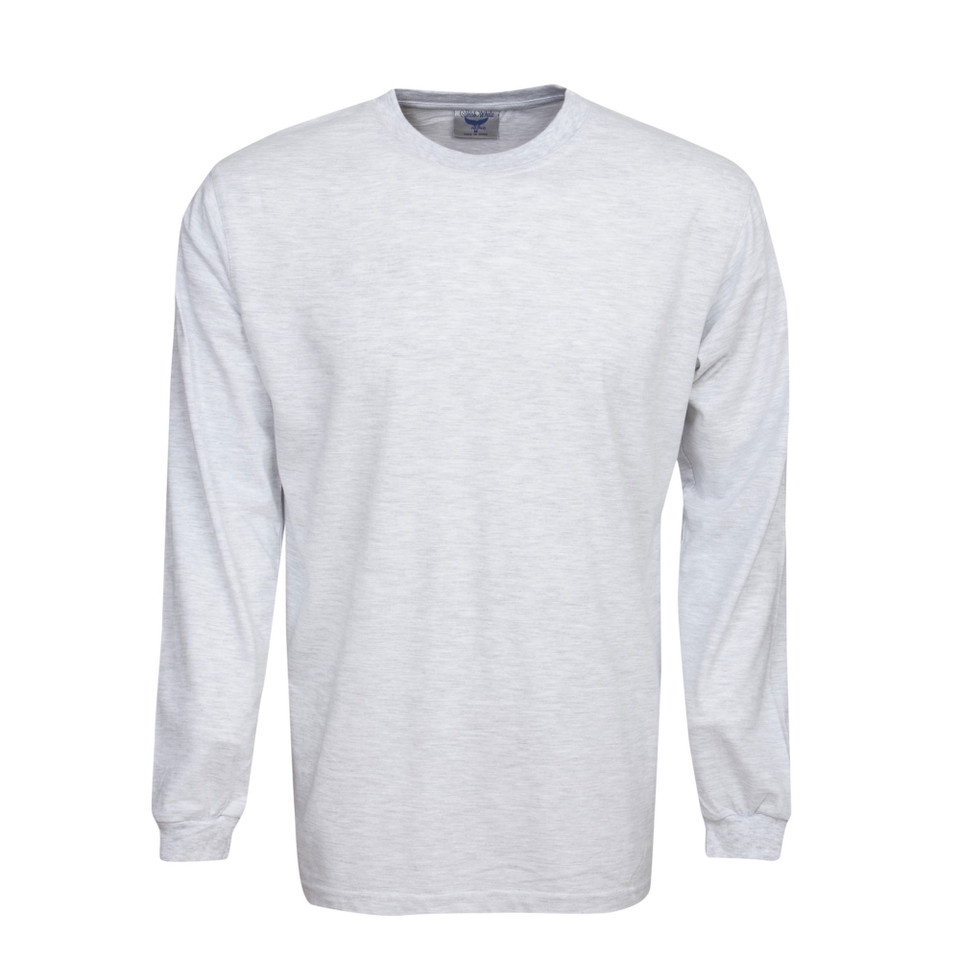 Snow marle long sleeve cotton t-shirt with crew neck and ribbed cuffs on white background