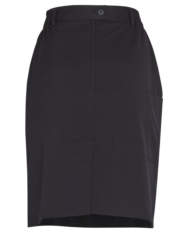 SELBY Ladies Stretch Utility Cargo Skirt featuring functional side cargo pockets, a comfortable stretch waistband, and durable easy-care fabric for healthcare and aged care uniforms.
