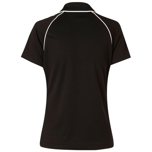 Black+White Arlo Men's Cooldry Contrast Piping Raglan Polo Shirt, a moisture-wicking and quick-drying athletic top ideal for team uniforms, sports, or corporate wear.