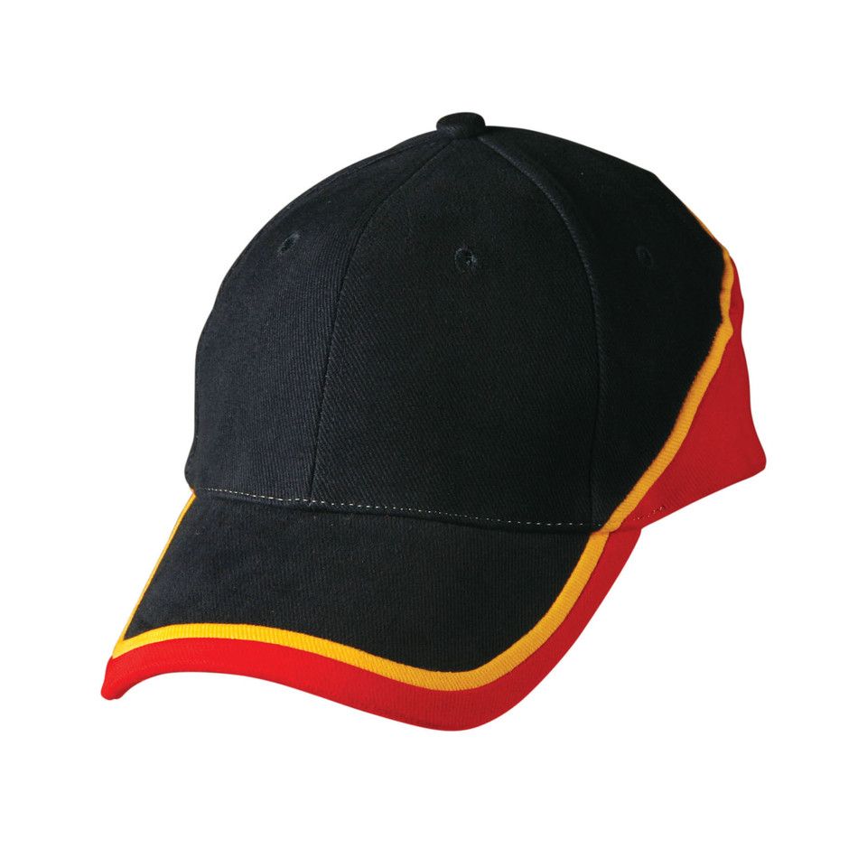 Black.Gold.Red | Shop Tri-Colour Brushed Cotton Cap