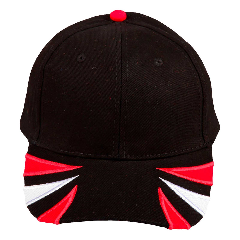 Black+White+Red | Contrast Tri Colours Cotton Baseball Cap