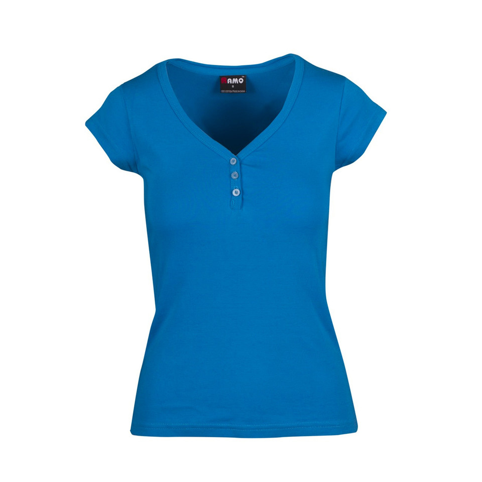 Wholesale Women Button-Neck Tshirt | Azure