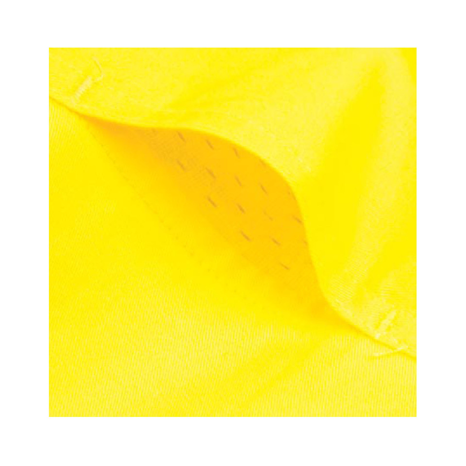 Bright yellow long sleeve cotton safety shirt with high visibility finish and flat torso panel