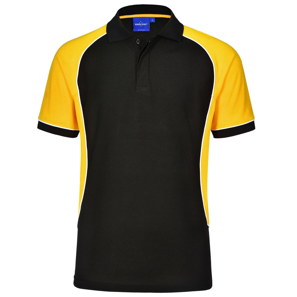 Black+White+Gold | Bulk Buy Kids Teamwear Sports Polos Online