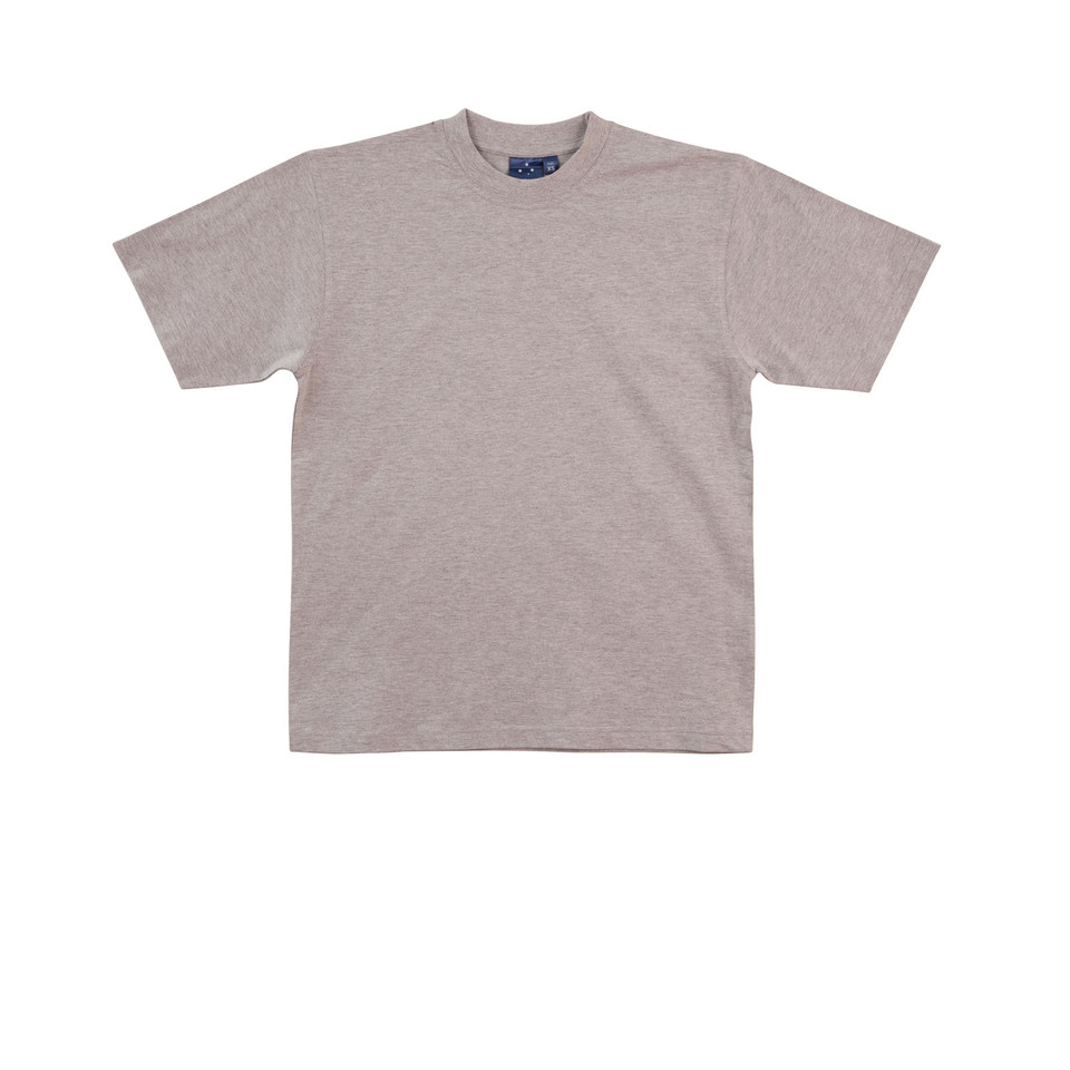 Light grey marle crew neck t-shirt with short sleeves and relaxed fit