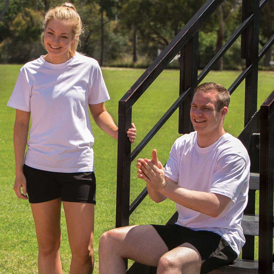 White crew neck cotton t-shirts with short sleeves, classic fit styling with smooth finish