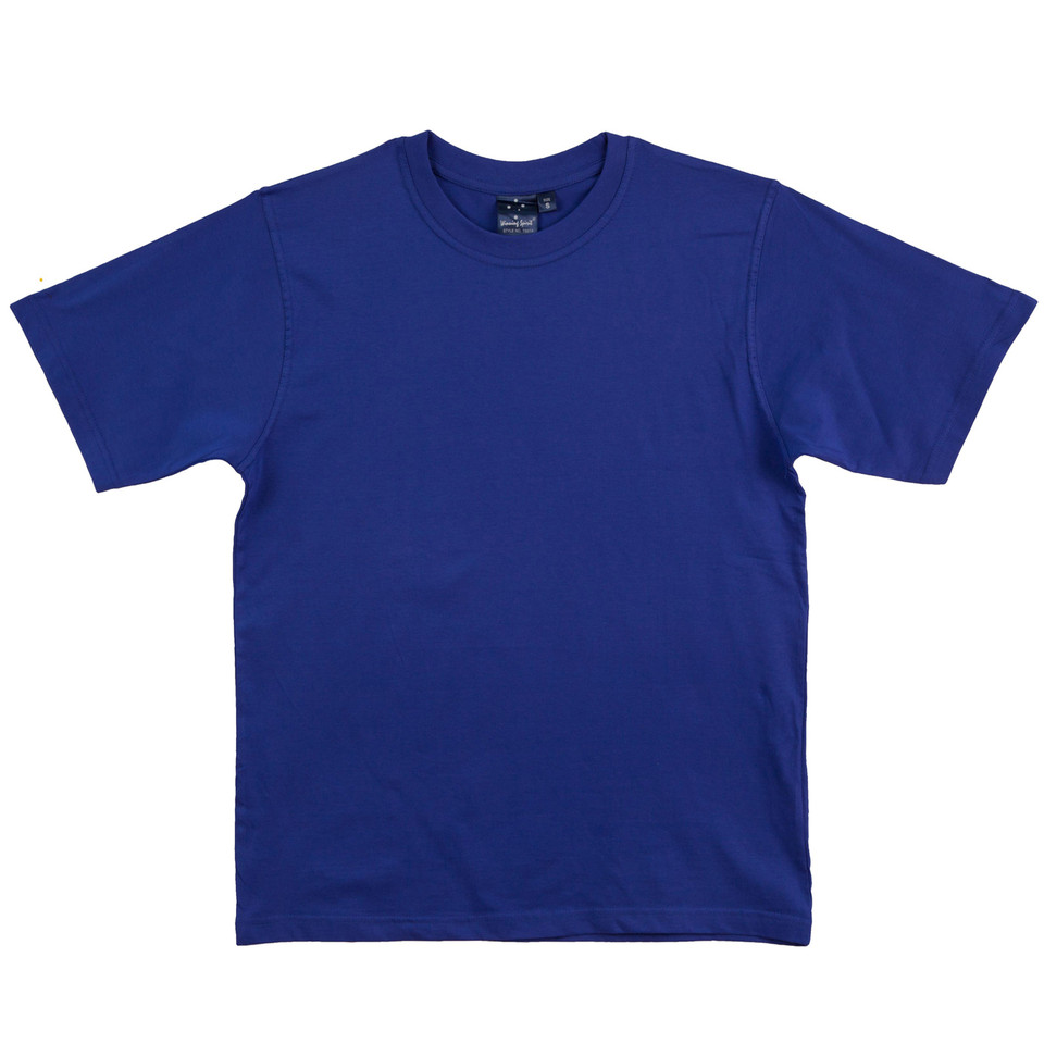 Blank kids traditional cotton crew neck royal t-shirt by PERK, 210gsm combed cotton jersey, ideal for school uniforms and bulk purchase, with UPF 50+ protection.