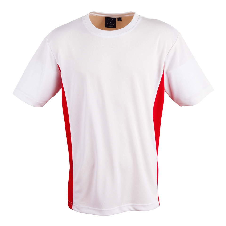 White+Red | Bulk Discount Quick Dry Mesh Contrast Tshirts Online