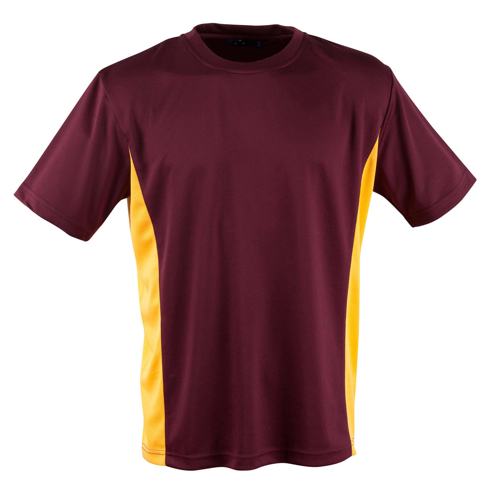 Maroon+Gold | Unisex CoolDry Mesh Contrast Active Team Tshirt