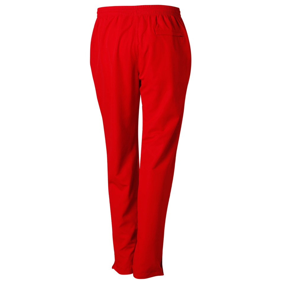 Bright red unisex track pants with elastic waistband and relaxed straight leg fit