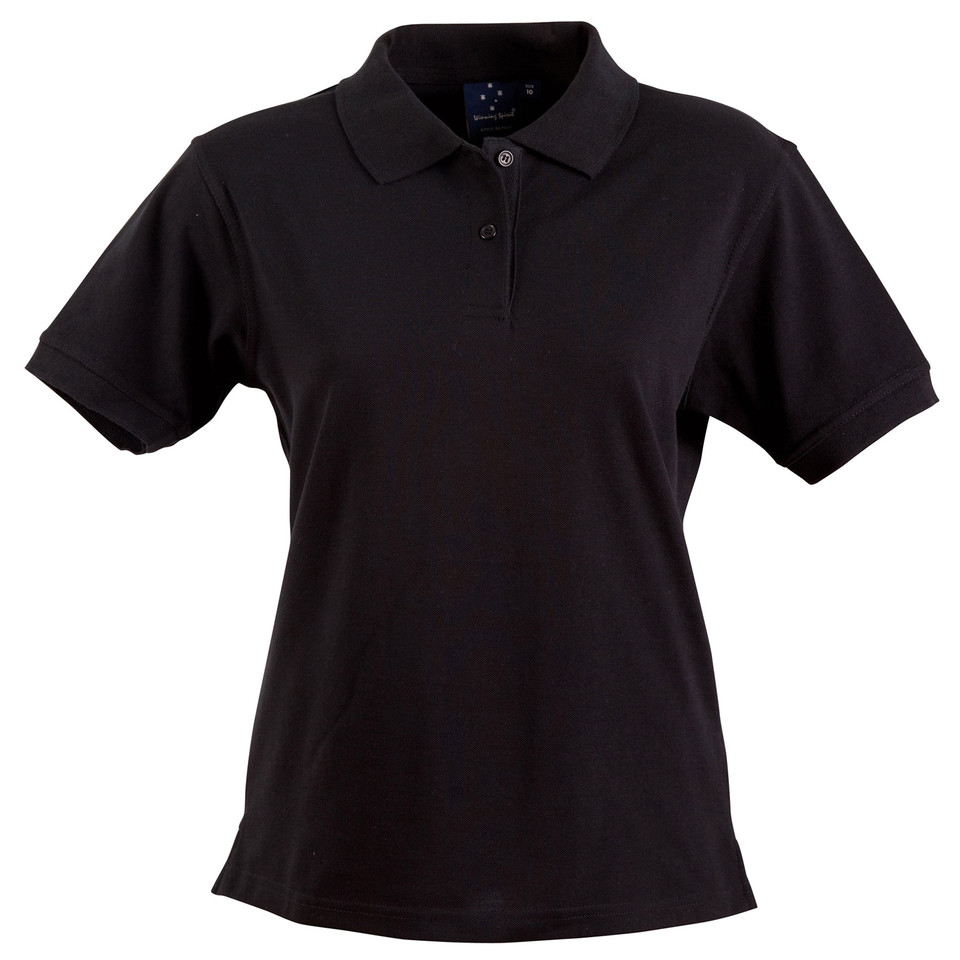 Black | Shop Ladies Plain Deluxe Short Sleeve Polo Shirt