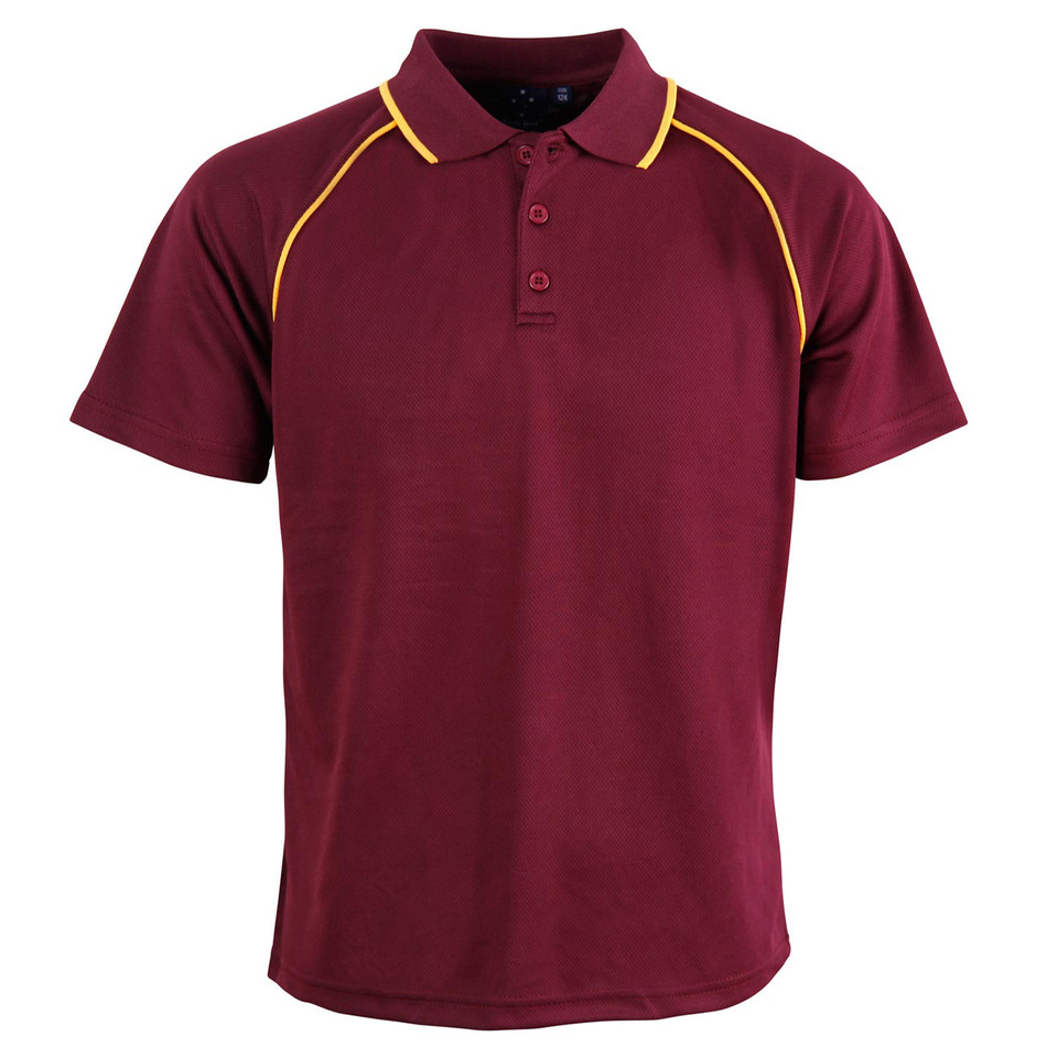 Maroon+Gold | Kids Cooldry Contrast Blank Raglan Polo Maroon+Gold | Kids Cooldry Contrast Blank Raglan Polo